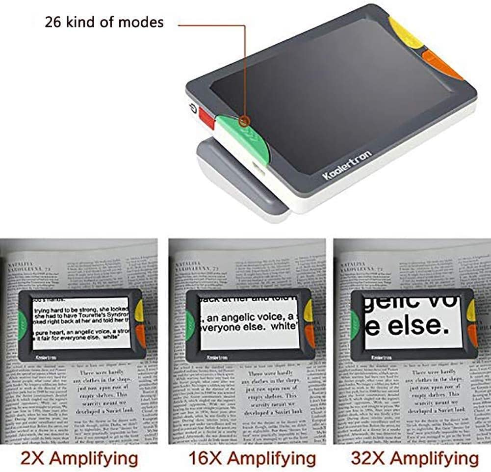 Lupa portátil Digital, Ayuda electrónica portátil de 4,3 Pulgadas con Mango Plegable, Enfoque automático, Aumento de 2X-32X, 26 Modos de Color