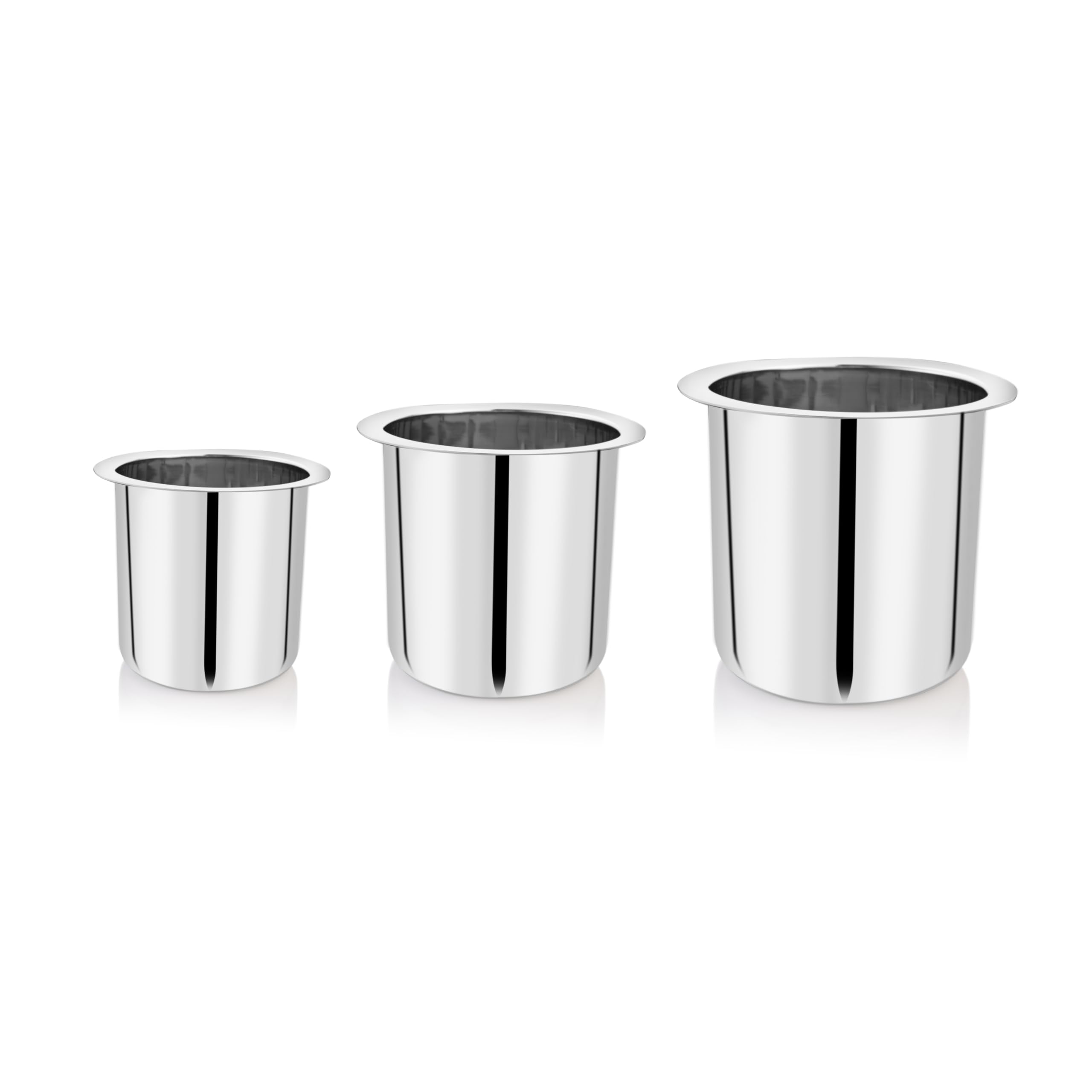 Embassy Stainless Steel Deep Tope/Kolga/Patila | Set of 3 | 900, 1000, 1400 ml | Induction Friendly | Durable | Ideal for Boiling, Steaming & Cooking
