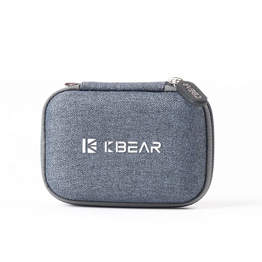 KBEAR Portable IEM Case, Zipper in Ear Monitor Case for Wired Earbuds, Earphones, Lightweight Linen Headphone Storage Bag for kz zs10 pro, zs10 pro-x, zsn Prox, Castor, edxpro, zar, ccz Melody (Grey)
