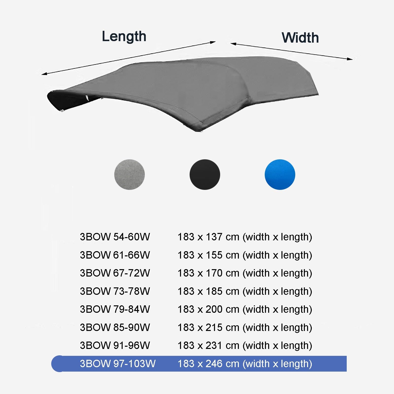 Copertura di Ricambio per Bimini Top, Tessuto Nautico Barca 600D Resistente a scolorimento e screpolature, Ricambio Tendalino Barca, Telaio Non Incluso