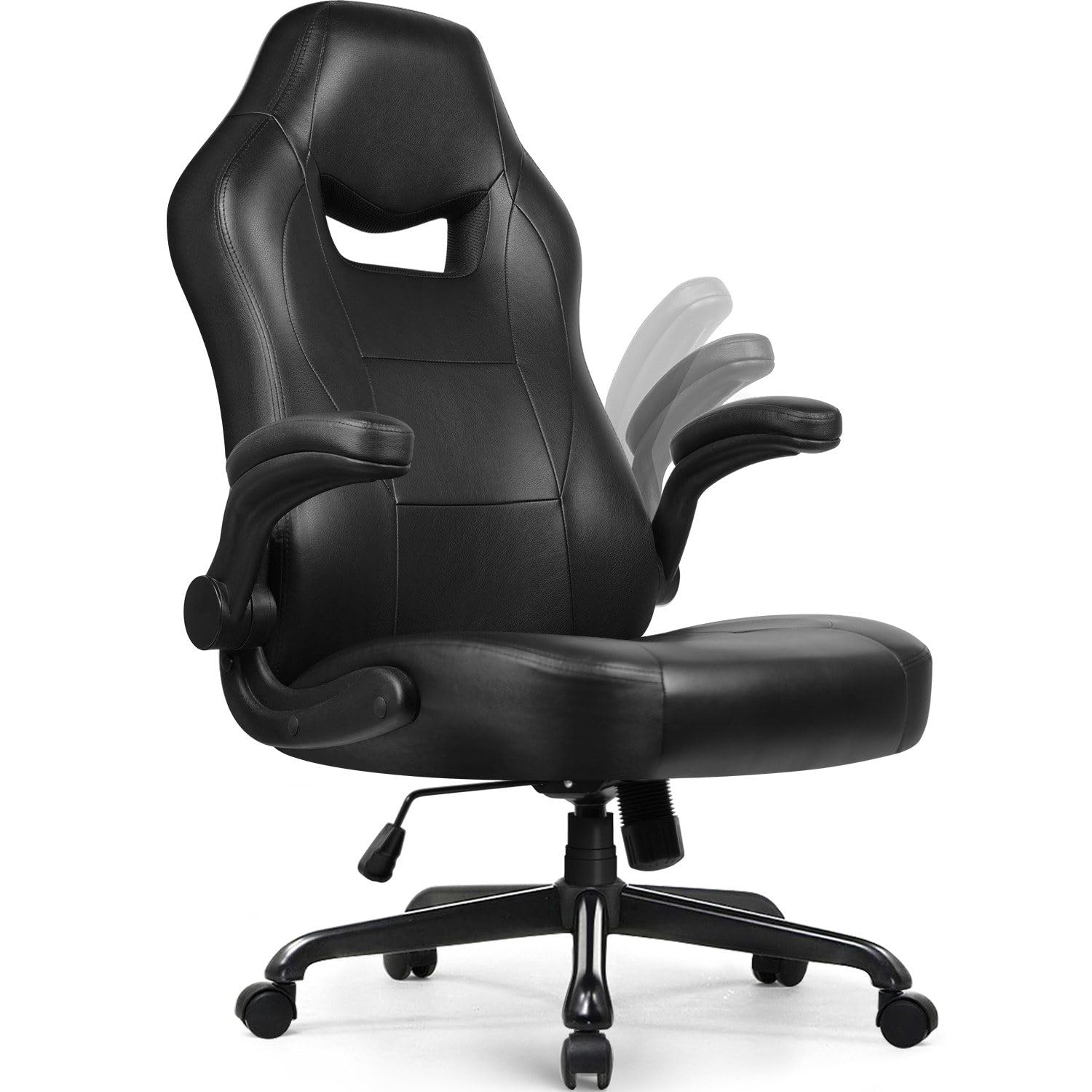 Chefsessel, Bürostuhl mit Klappbare Armlehnen, Schreibtischstuhl, Gaming Stuhl, Bürostuhl Ergonomisch,Bürostühle,Office Chair,135°neigbar,Bürostuhl 150 kg,Chefsessel Bürostuhl,Bürostuhl Leder