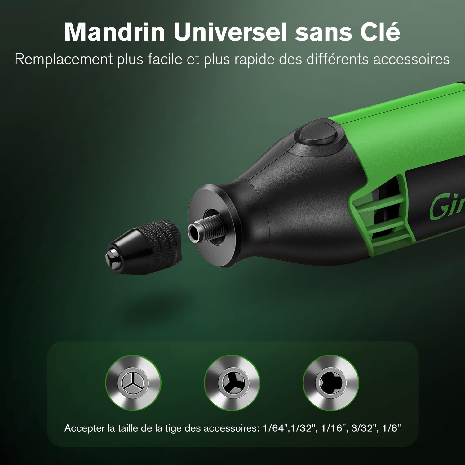 Ginour Outil Rotatif Multifonction 200W Outil Rotatif Filaire Meuleuse Perceuse avec 135 Accessoires 6 Vitesses Variables 8000-35000RPM Mandrin à 3 Griffes pour Découpe Ponçage Gravure
