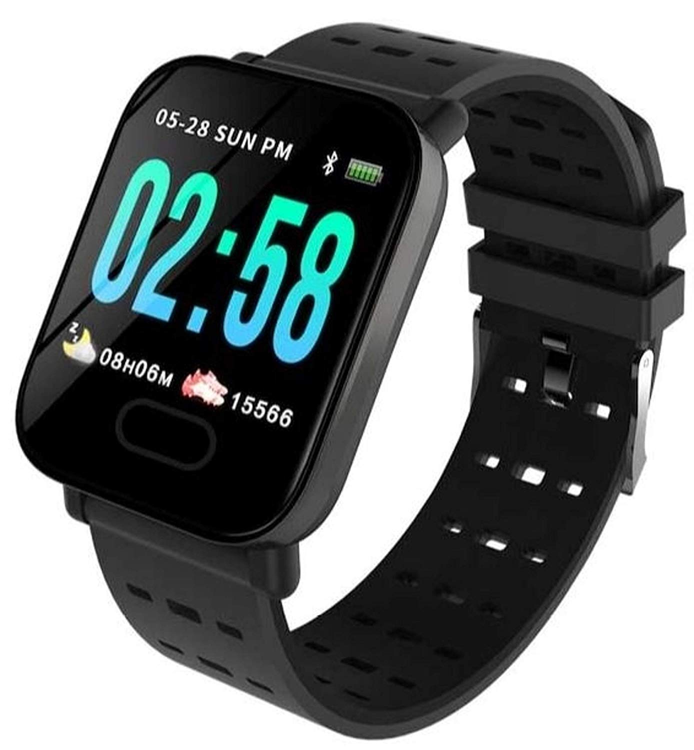True Classic A6 Smart Band Fitness Tracker Watch with Waterproof Functions Like Steps Counter, Blood Pressure, Heart Rate Monitor LED Touchscreen (Black)