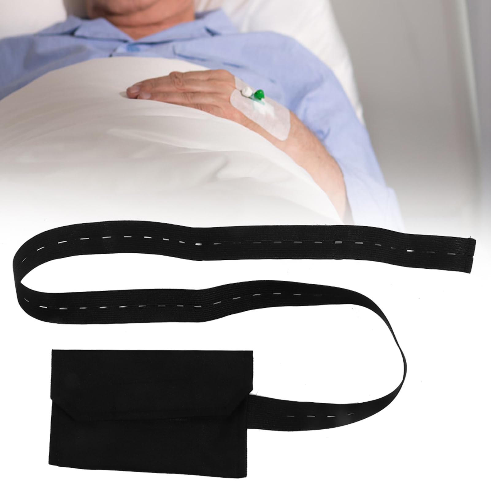 Peritonealdialyse-Gürtelhalter, Verstellbarer Knopftyp, Peritonealdialyse-Kathetergürtel, Schutz des Peritonealschlauchs des Patienten für den Schutz zu Hause (Schwarz)