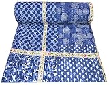 YUVANCRAFTS Colcha india hecha a mano Kantha tradicional con parches de algodón puro Kantha (Queen)