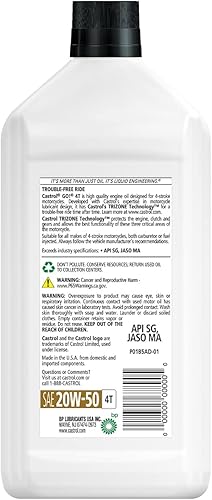 Miniatura 3 de Castrol 06102 GO! 20W-50 4T - Aceite de motocicleta - Botella de 1 cuarto de galón, (paquete de 6)