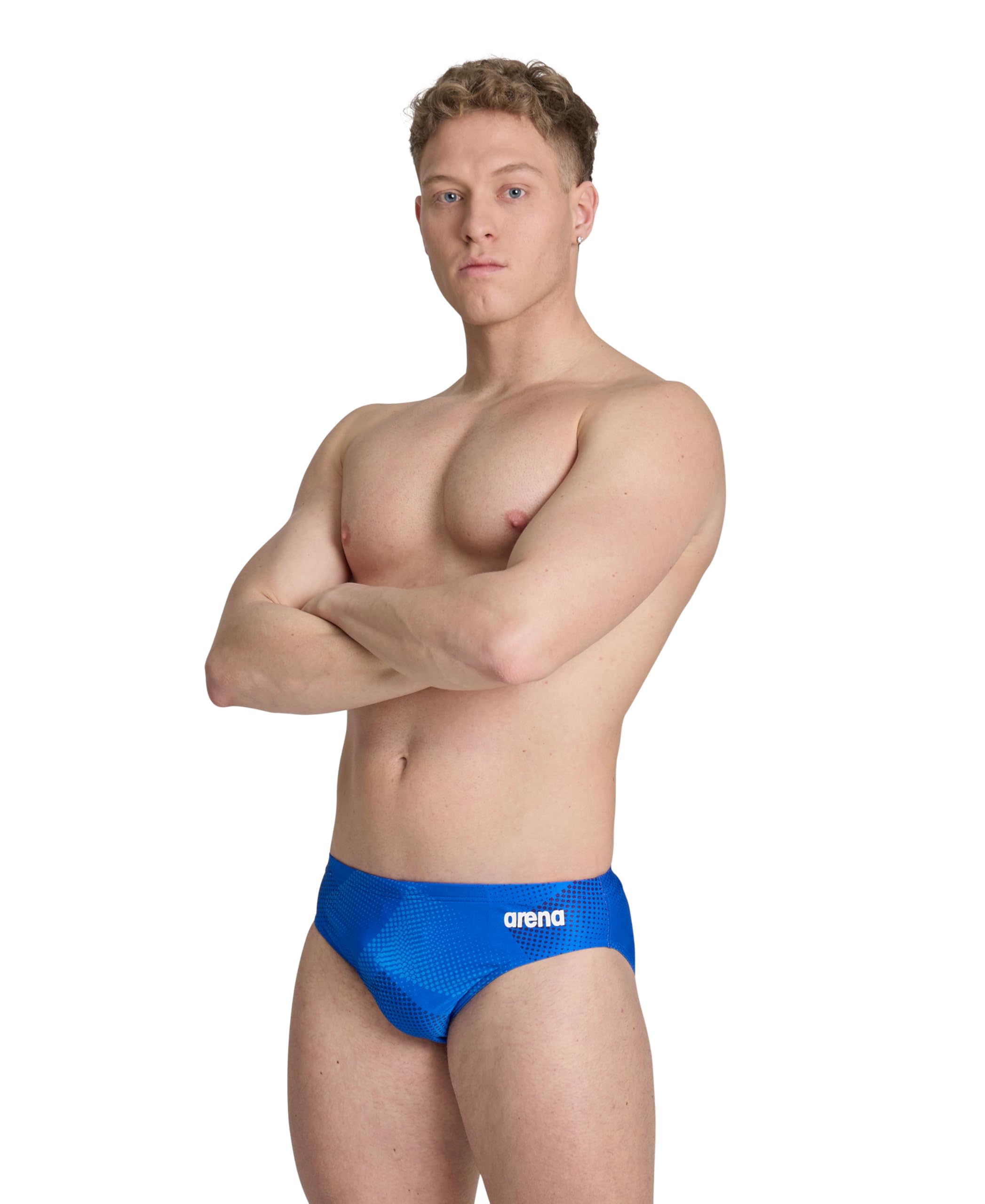 Arena Men Performance Halftone Swim Briefs Athletic Swimwear Professional Swimsuit