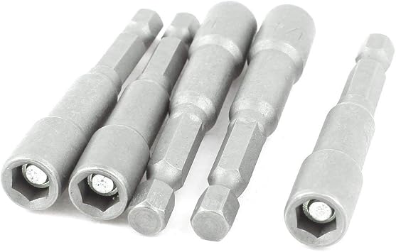 URBEST Adjustable Wrenches, Magnetic Hex Driver Bit, 6.35mm 1/4 Nut Setter Adapter for Drill (5pcs)