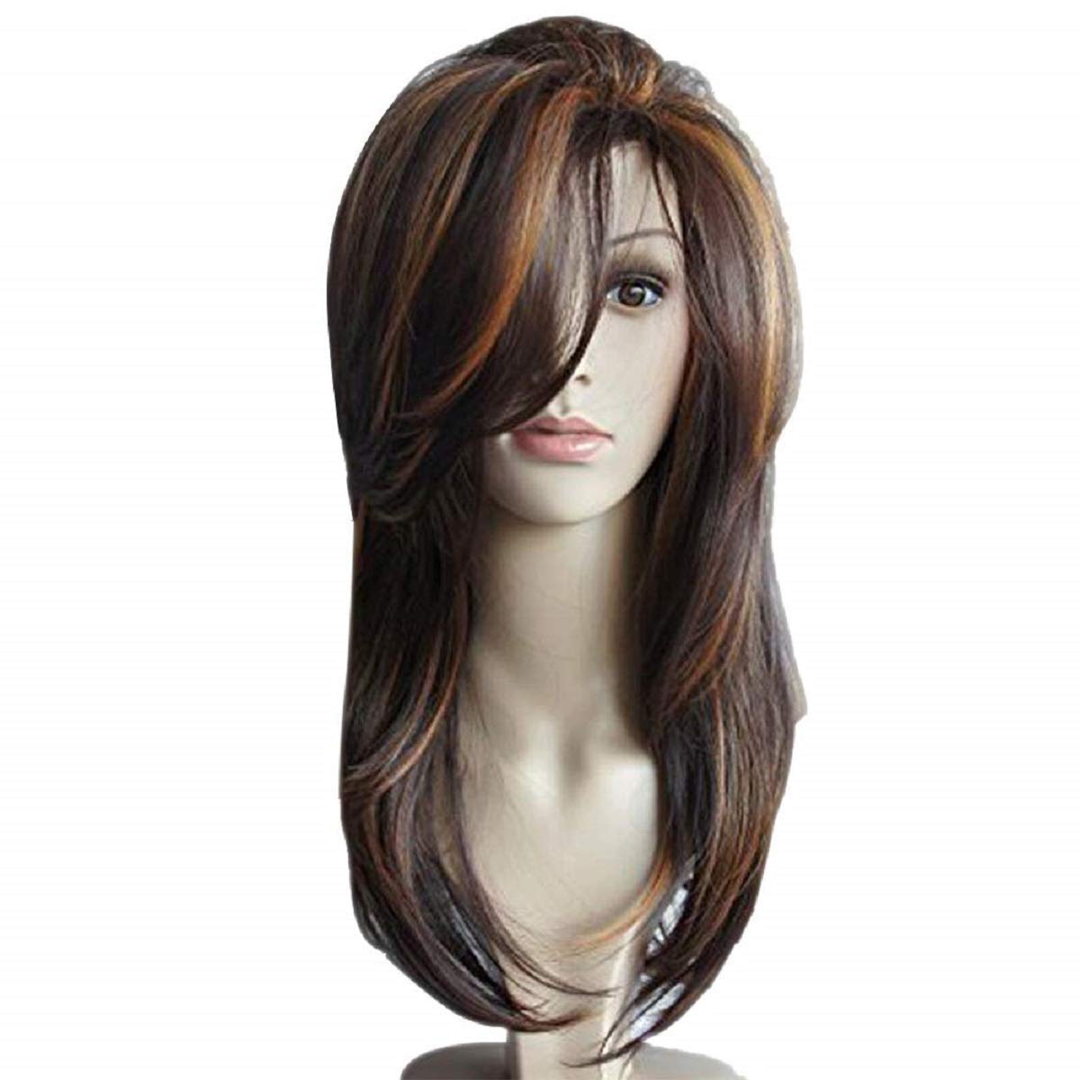 Akashkrishna Synthetic Hair Wig Full Head Hair Wig Synthetic Hair Wig Women Hair Wigs Long With Golden Highlight Hair For Women/Women Wigs Natural Hair With wigcap