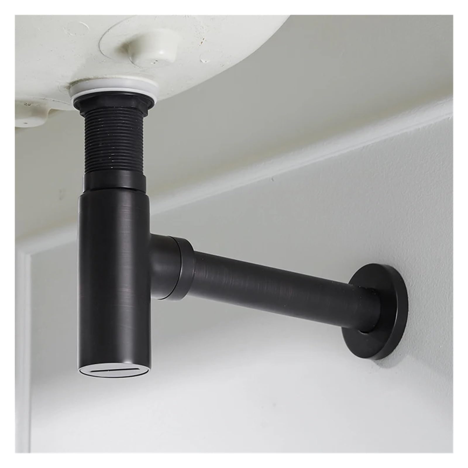 Lavabo sifónico Bottle Trap Brass Siphon Oil Rubbed P-TRAP Bathroom Vanity Basin Pipe Waste With Pop Up Drain(Black A)
