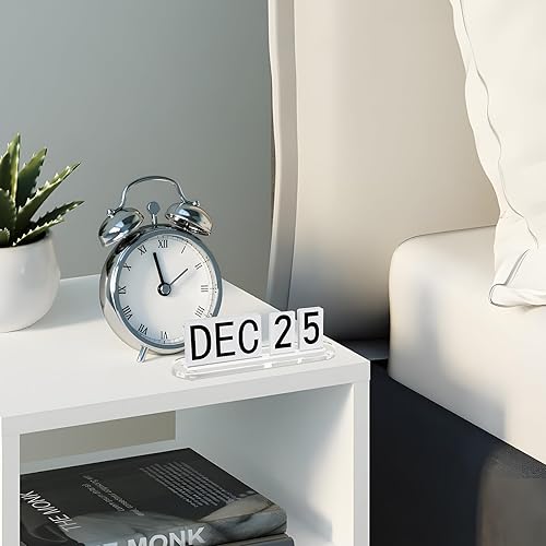 Miniatura 5 de Mini calendario de escritorio perpetuo acrílico para escritorio, calendario diario de escritorio con fecha de mes de acrílico bloques de