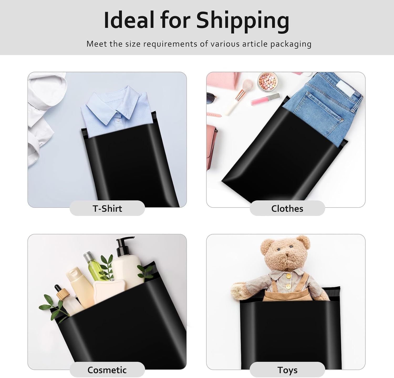Metronic Sobres de polietileno de 10 x 13 pulgadas, 500 unidades, fuertes bolsas de envío adhesivas para ropa, bolsas de polietileno impermeables para envío, sobres de envío flexibles para pequeñas