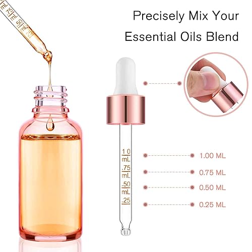 Miniatura 4 de Botellas de vidrio con gotero de 2 onzas, (60 ml, 1 tapa extra, 2 embudos de plástico, 2 pipetas, goteros con escala y 48 etiquetas) para aceites de