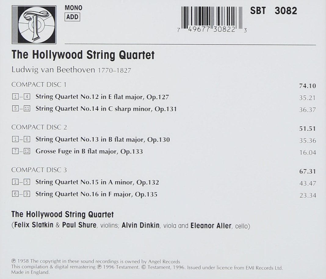 Beethoven : The Late Strings Quartets