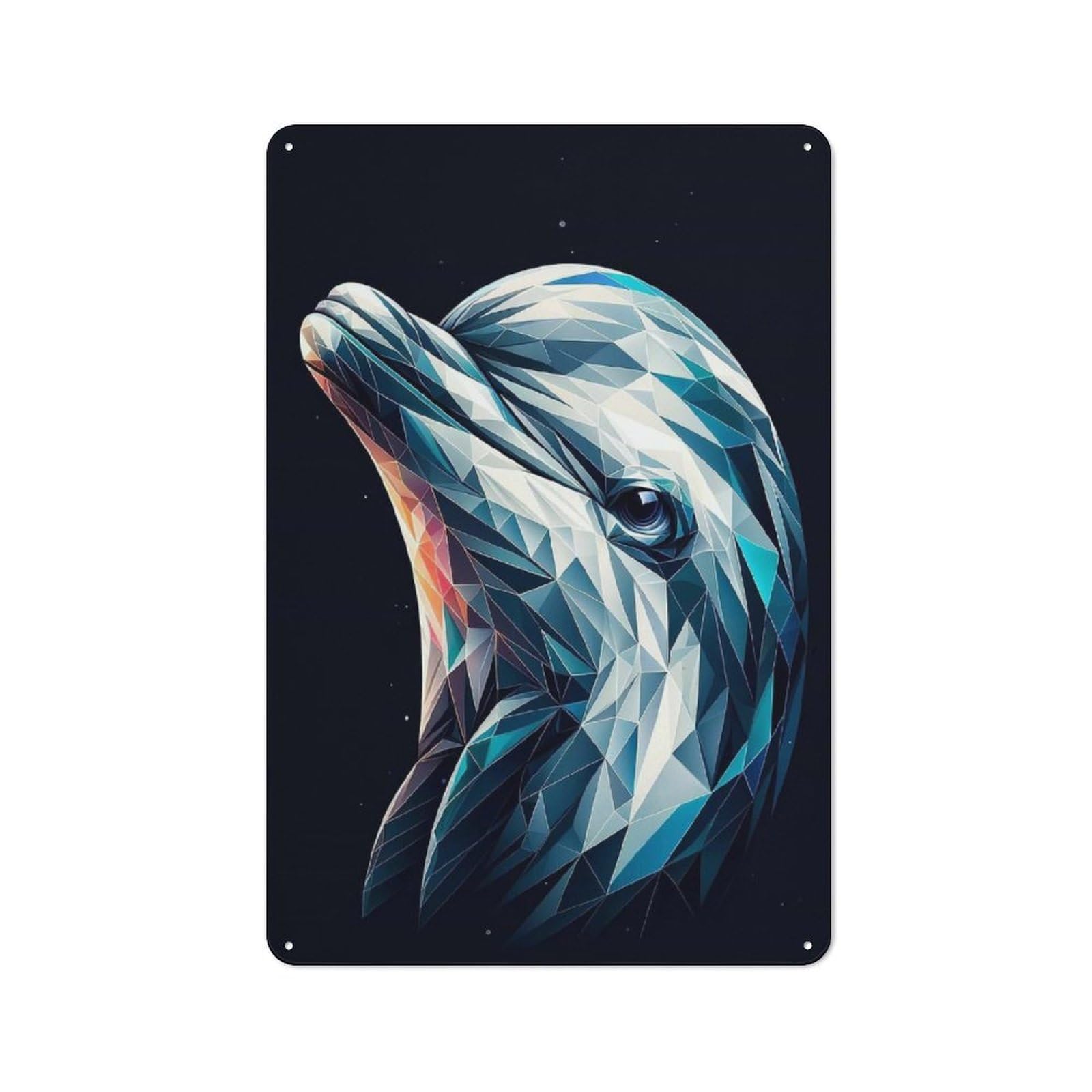 Junmoney Style-7 Vintage Tin Sign 30X20cm With Geometric Dolphin For Garage Or Workshop, For Metal Sign Collectors, For Cafés, Pubs And Restaurants