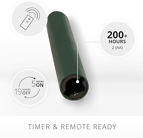 Miniatura 4 de Luminara Juego de 2 velas LED de llama móvil (1 x 9.75), vela sin llama, borde derretido, cera suave, sin perfume (verde)