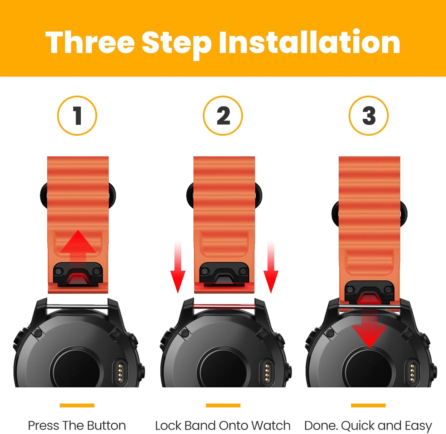 NotoCity for Garmin Fenix 6 Band 22mm Ocean Watch Band for Fenix 7, Fenix 5, Fenix 6 Pro, Fenix 5 Plus, Forerunner 955/945, Approach S60/S62, Epix (Orange) - Image 5