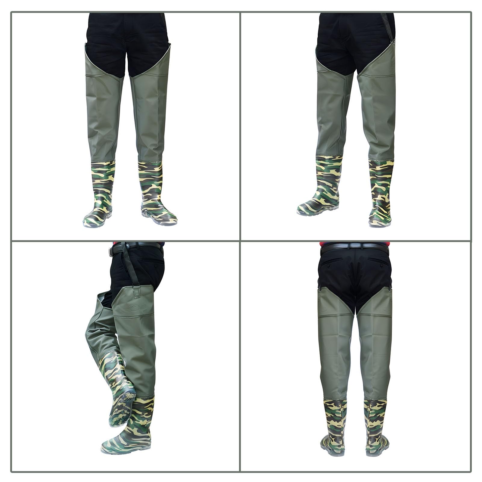 Waders hip Stivali da Pesca Mimetici da Uomo, Stivali da Pesca Impermeabili Antiscivolo Resistenti All'usura, Per La Caccia Nelle Paludi
