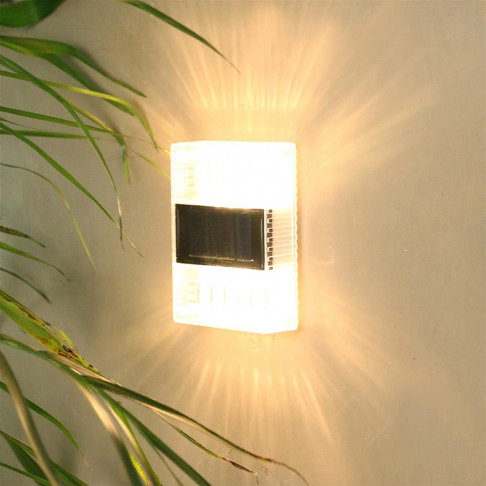 Solar Fence Lights 4 Pack Outdoor Decorative LED Landscape Lighting Waterproof Deck Lights Garden Lights for Pathway Walkway Patio Yard Stair Decor