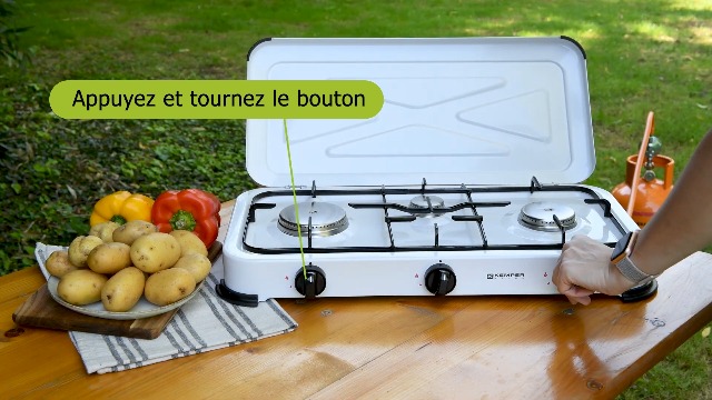 Réchaud à Gaz De Camping Kemper KE2009 - Avec 4 Cartouches Butane 190g Et Gants - Portable, Coupe-vent, Réglable