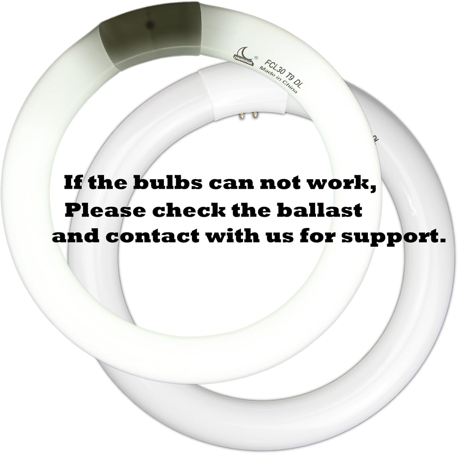 CHKADAWA FC9T9 9 inch Circline Light Bulbs T9 30W, FCL30 Circular Fluorescent Lamp Round 30 Watts Bulb Replacement for Ceiling Fan Fixture, Daylight DL 6500K, G10q 4 Pin Base, 2 Pack