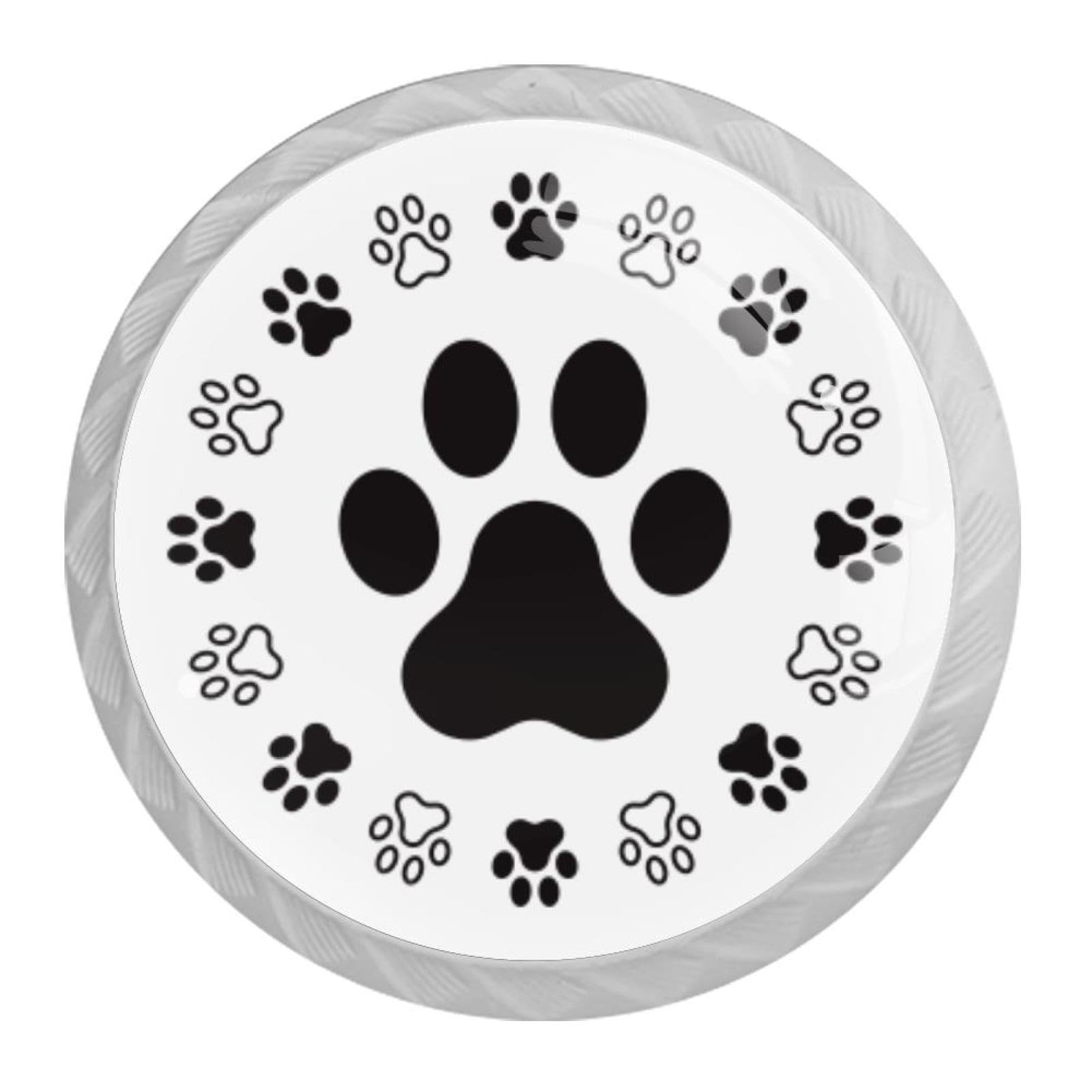 Tqmspg 4 Pieces Drawer Pulls Dog Paws Animal Footprint Door Knobs Dresser Handles for Kitchen Wardrobe Cupboard Hardware Furniture