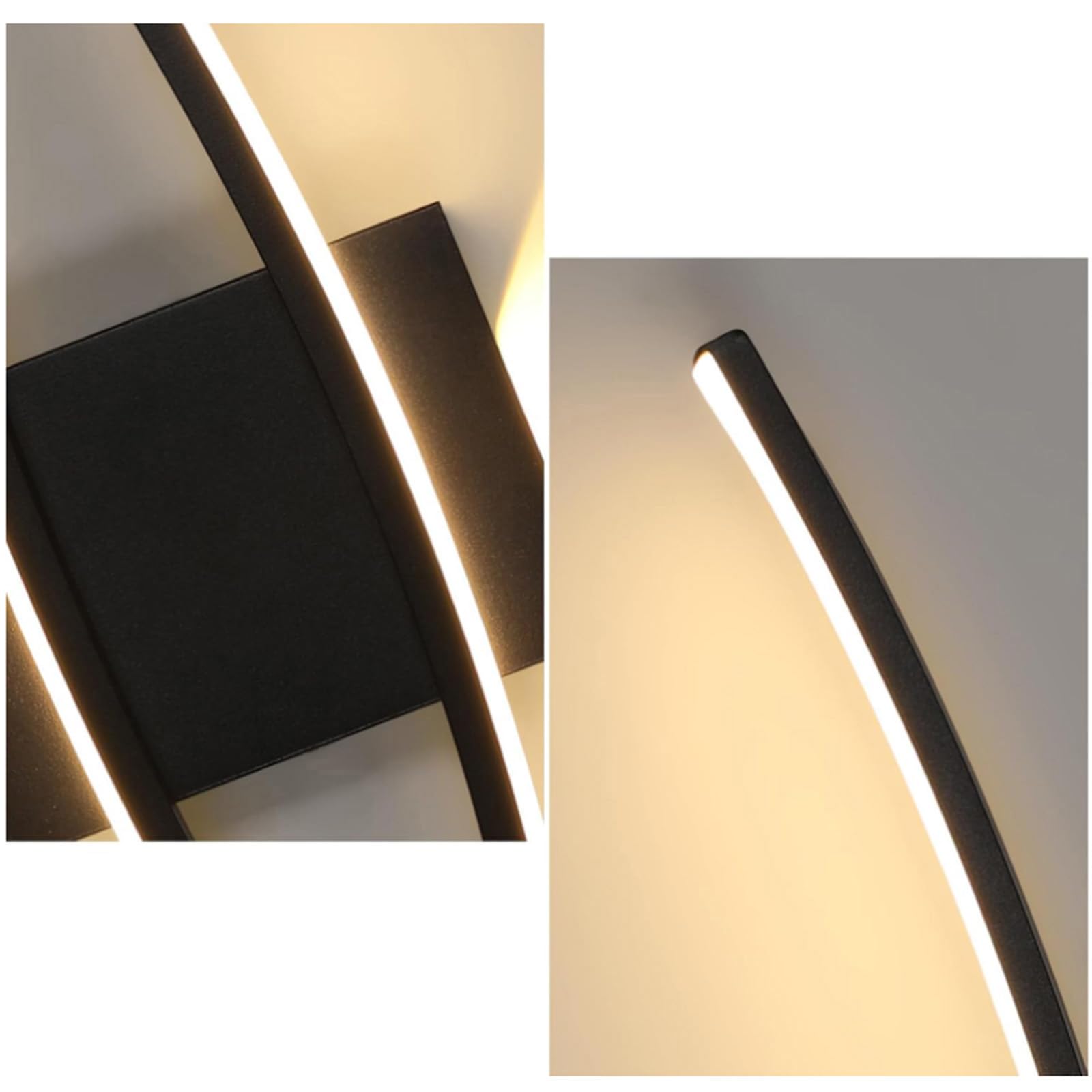 Nowoczesna lampa ścienna LED z pilotem zdalnego sterowania, ściemniana lampa ścienna do wnętrz, 2700 K-6500 K, zakrzywiona konstrukcja z żelaza akrylowego, dekoracja do sypialni, korytarza, salonu