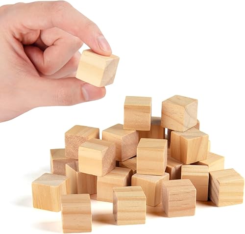 Miniatura 1 de Cubos de madera de 34 pulgadas pequeños bloques de madera para manualidades, 0.8 in, bloque cuadrado de madera natural sin terminar para proyectos