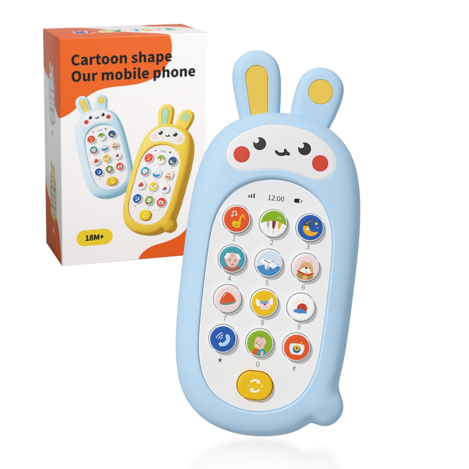 Juguete para teléfono celular para bebé con 12 modos de aprendizaje y canciones de cuna calmantes, carcasa suave para teléfono celular, juguetes sensoriales cómodos, regalo para bebés, baby