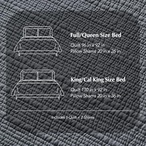 EVERGRACEHOME Cotton Sateen Channel Quilt Set, Queen Size, Midnight Blue by EverGrace - Used condition - Image 9