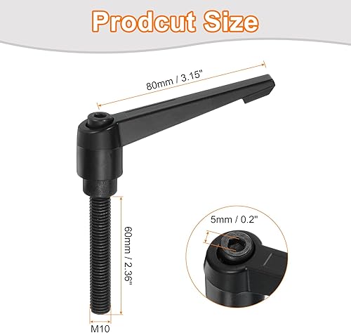 Miniatura 148 de uxcell 2 perillas ajustables M8 x 3.150 in, mango de rosca macho, botón de trinquete de liberación rápida, perno giratorio para maquinaria de torno