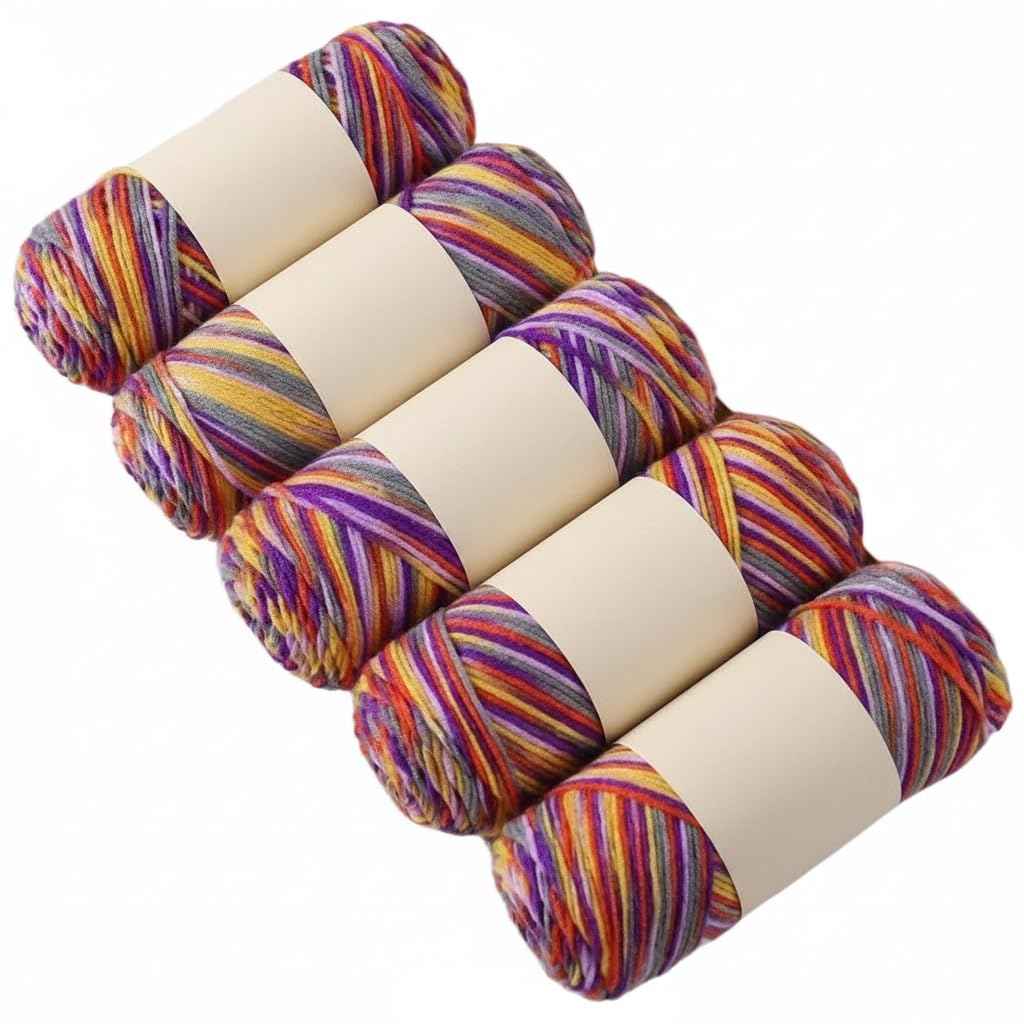 Fil mélangé acrylique pour crochet et cordon artisanal 5x100g