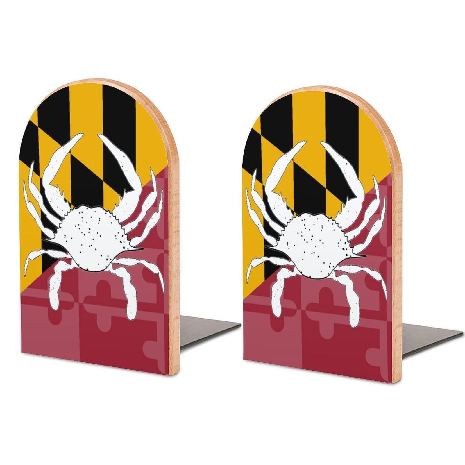Nclqvjxzkhw Style Maryland Flag Crab Book Ends For Shelves Bookends Bookshelf Holder Stand Books Stopper Home Office Decor