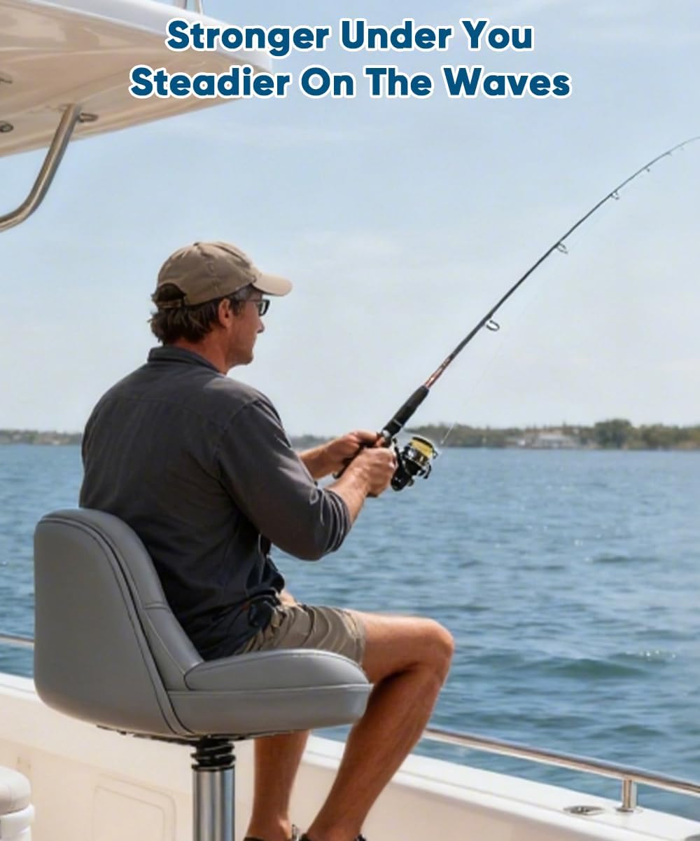 Boat Seat Base Mount, Heavy Duty Marine Boat Seat Pedestal with Fixed Welded Spring for 3/4" Pin Post Socket, Boat Seat Swivel Compatible for Bass, Fishing, Pontoon, Jon, Cruising Boat