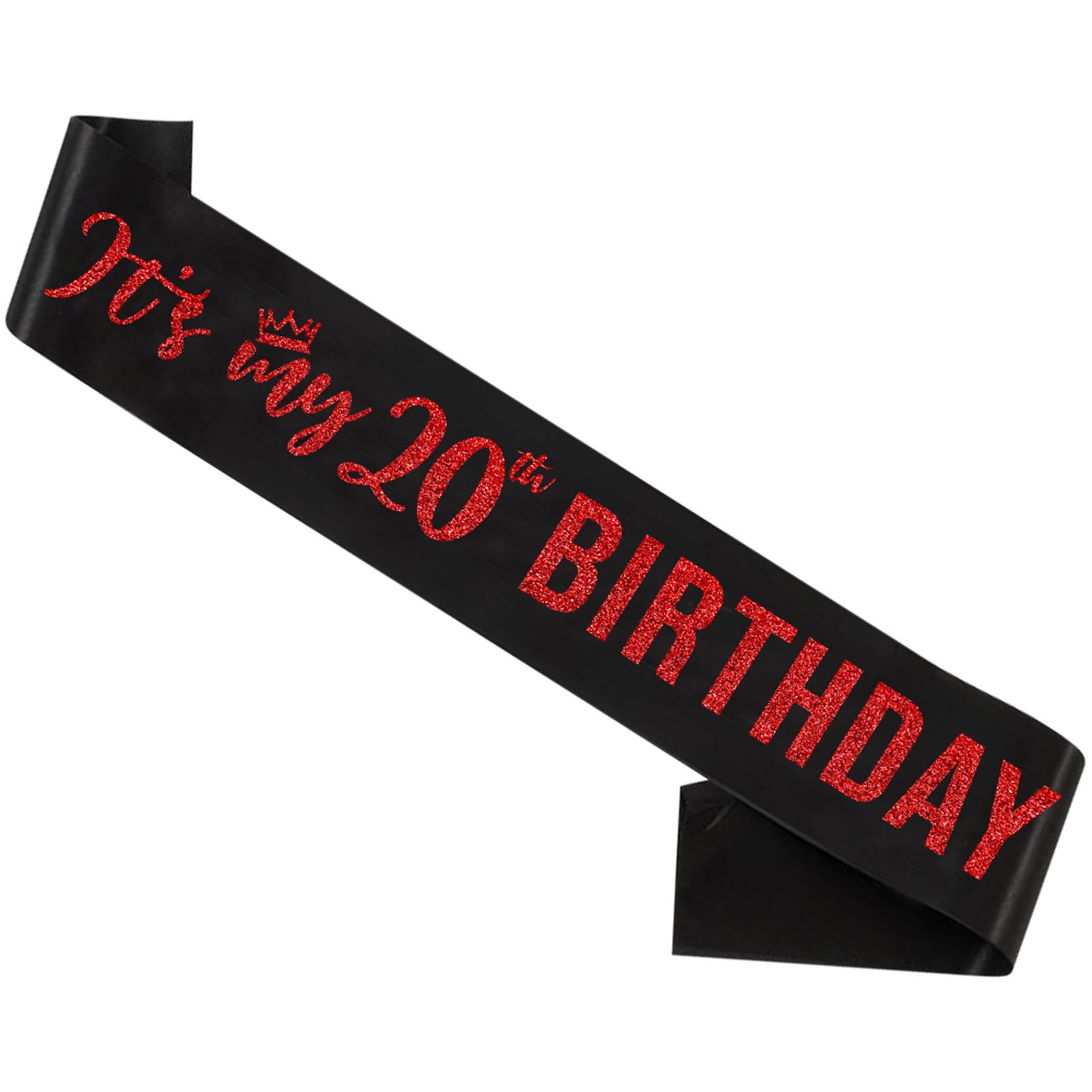 It’s My 20th Birthday Sash,20th Birthday Sash for Girls,Glitter Letter 20th Birthday Sash for Girls,Happy 20th Birthday Party Decorations,Black and