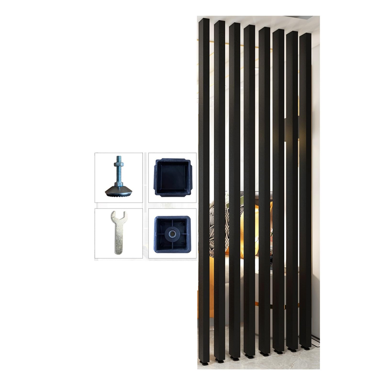 Cloison de séparation noire en métal 120cm écran occultant suspendu pour pièce