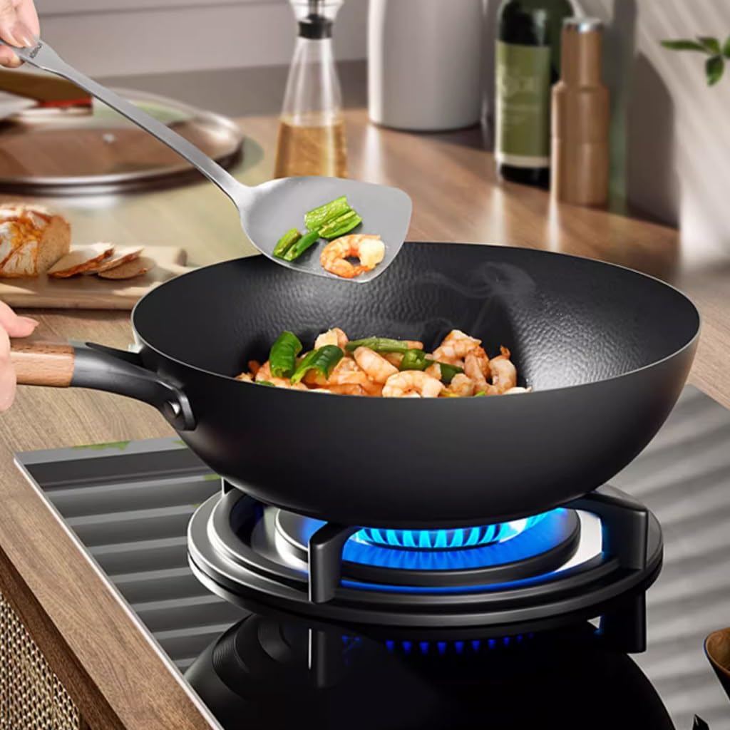 Amazon | こびりつかない鉄鍋 精製鉄中華鍋 素焼き鍋 家庭用中華鍋