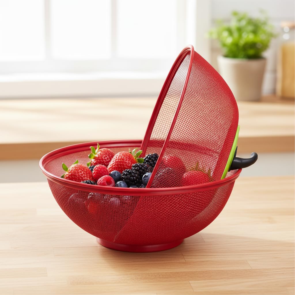 Apple Shape Net Fruit Basket &Vegetable Basket with Net Cover Apple Shape Fruits Vegetables for Kitchen Large Protective Counter Top Produce Cover (RED) — Amazon image 7