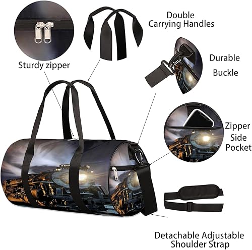 Miniatura 6 de Bolsa de lona de tren de vapor con correa desmontable para el hombro, bolsa de deporte para gimnasio, bolsa de viaje de 17.6 x 9 x 9 pulgadas para