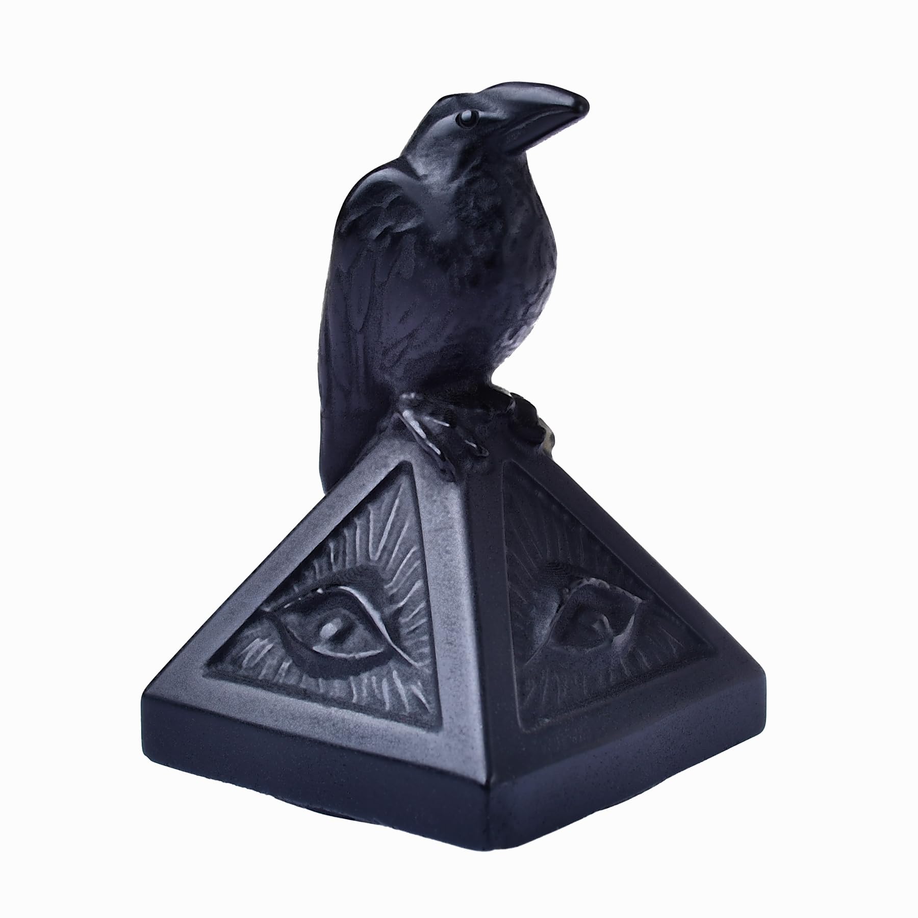 DZJXBZhu Natural Obsidian Creative Raven Figurines Halloween Skull Sculpture Statue Shelf Mantel Display Spooky Home Decorations Tiered Tray Decor