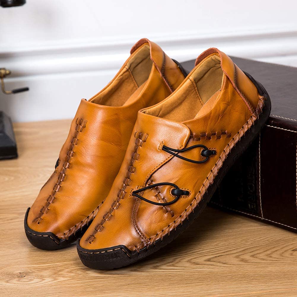 Verano Zapatillas sin Cordones Hombre Cuero Zapatos Caballero Casuales Oficina Ligeras Mocasines Ponerse Barco Vestido Formal