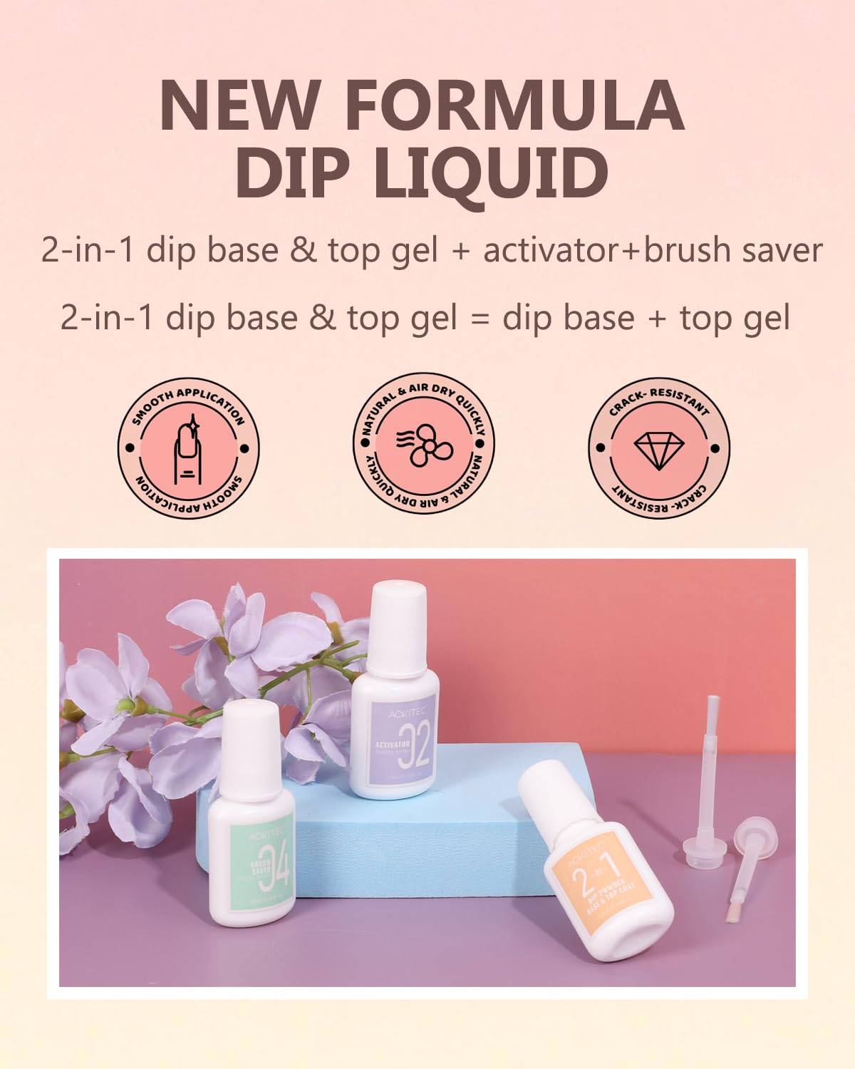 Aokitec Kit di avviamento in polvere per unghie in 3 colori, 12 polveri per ammollo rosa e rosso, con 3 liquidi per ammollo, kit di unghie in acrilico per nail art