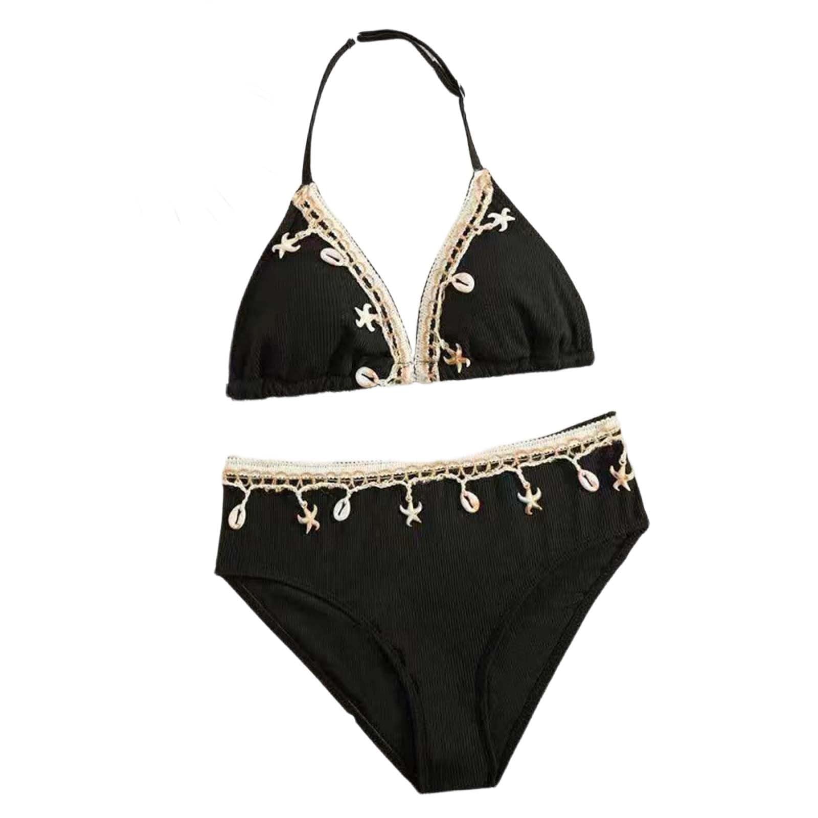 Maillot De Bain 2 Pièces Enfant Fille 7-12 Ans a la Mode Mignon Maillot De Bain Ado Fille Tropical Fleurie Océan Plage Natation Piscine Sport Bikini Tankini