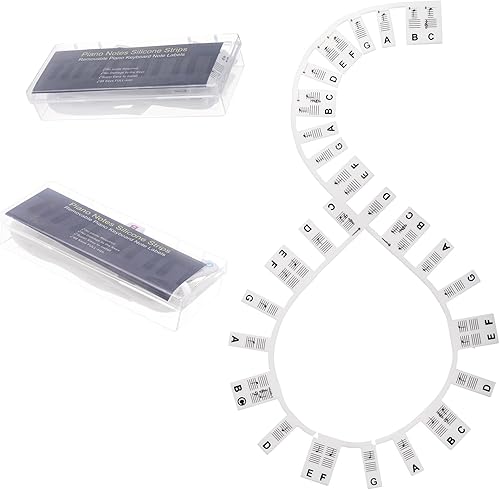 Miniatura 8 de Pumtus Paquete de 2 guías de notas de piano, etiquetas de notas de teclado de piano extraíbles, calcomanías de teclado de piano de tamaño completo