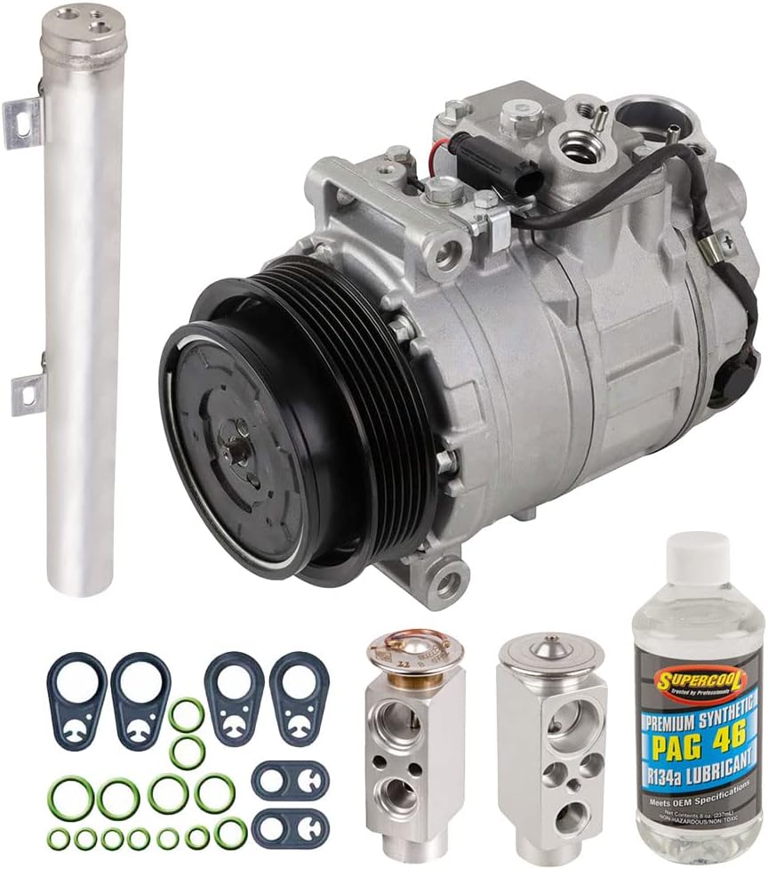 AC Compressor & A/C Kit For Mercedes C230 C280 C350 2006 2007 W203 - Includes Drier, Expansion Valve, PAG Oil & O-Rings - BuyAutoParts 60-81417RK NEW