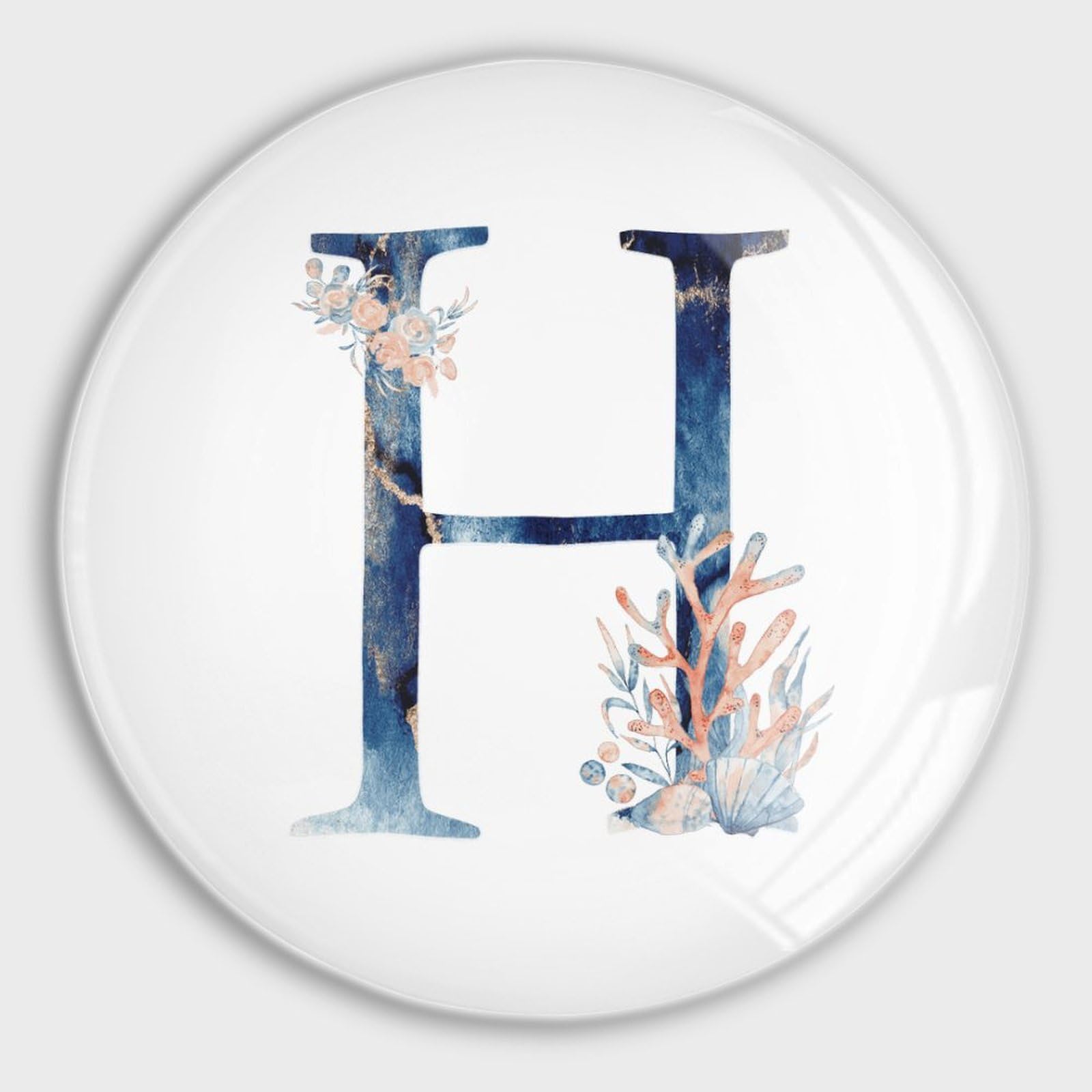 Aimants en verre puissants lettre H corail pour tableau magnétique et frigo