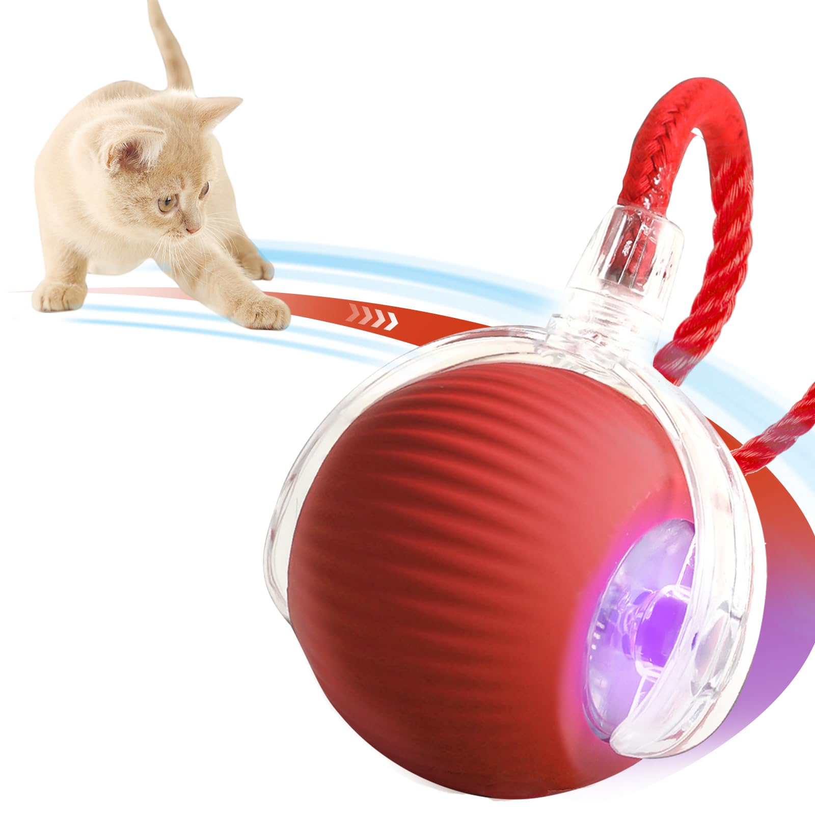NONENDU Interactive Cat Toys for Indoor Cats, Rechargeable 360° Automatic Moving Cat Toy for Bored Indoor Adult Cats, 2025 Upgraded Chase Motion Activated Kitten Toys - Red