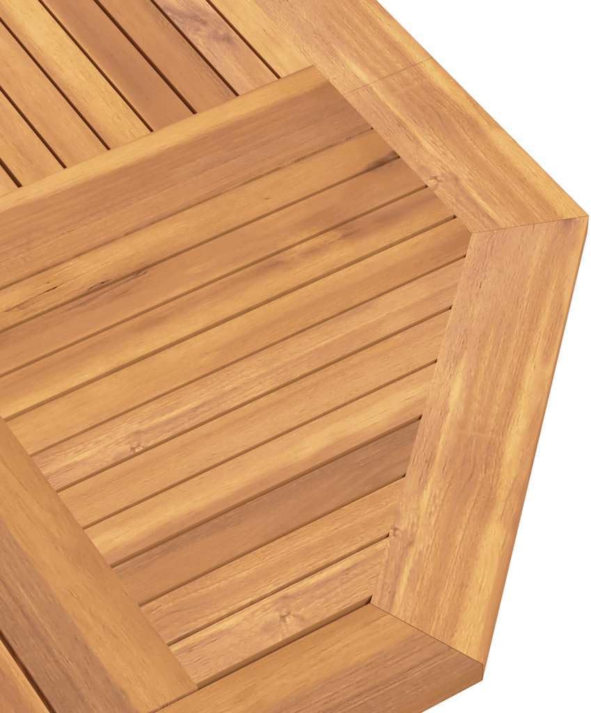 Brown Solid Teak Wood Medium Foldable Octagonal Garden Table for Outdoor Dining with Umbrella Hole, Weather Resistant Patio Furniture for Balcony and Terrace