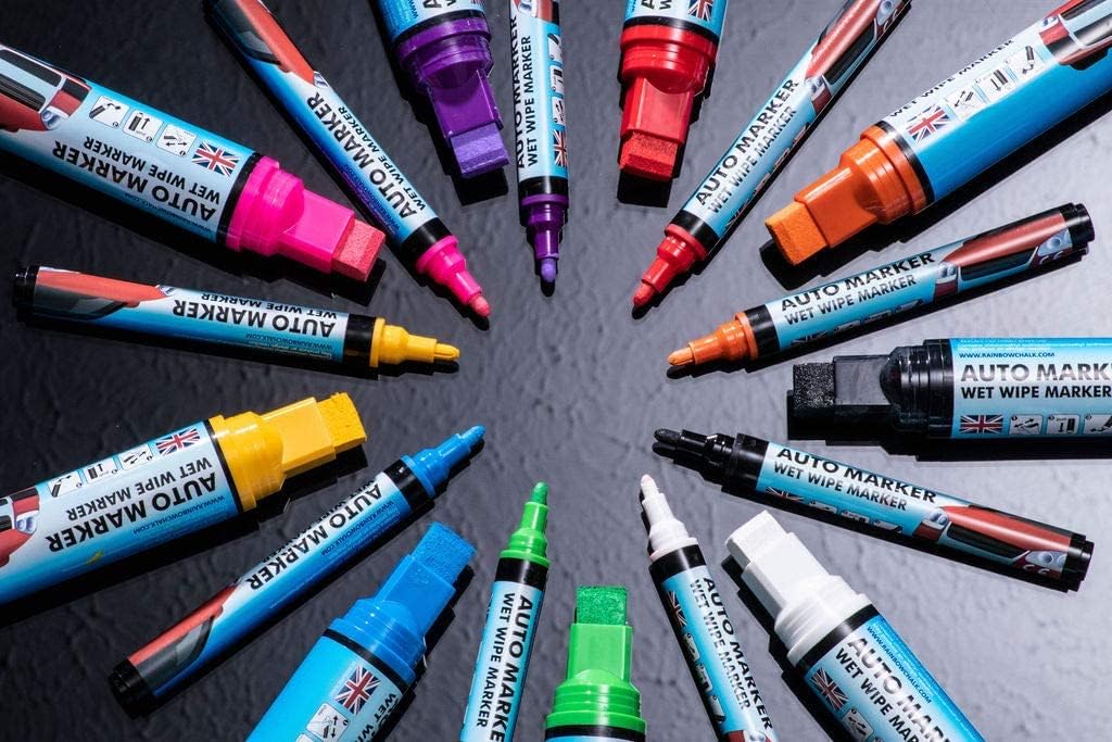 Rainbow Chalk Markers Limited Grand marqueur automatique blanc – Peinture amovible pour panneaux de carrosserie et pare-brise