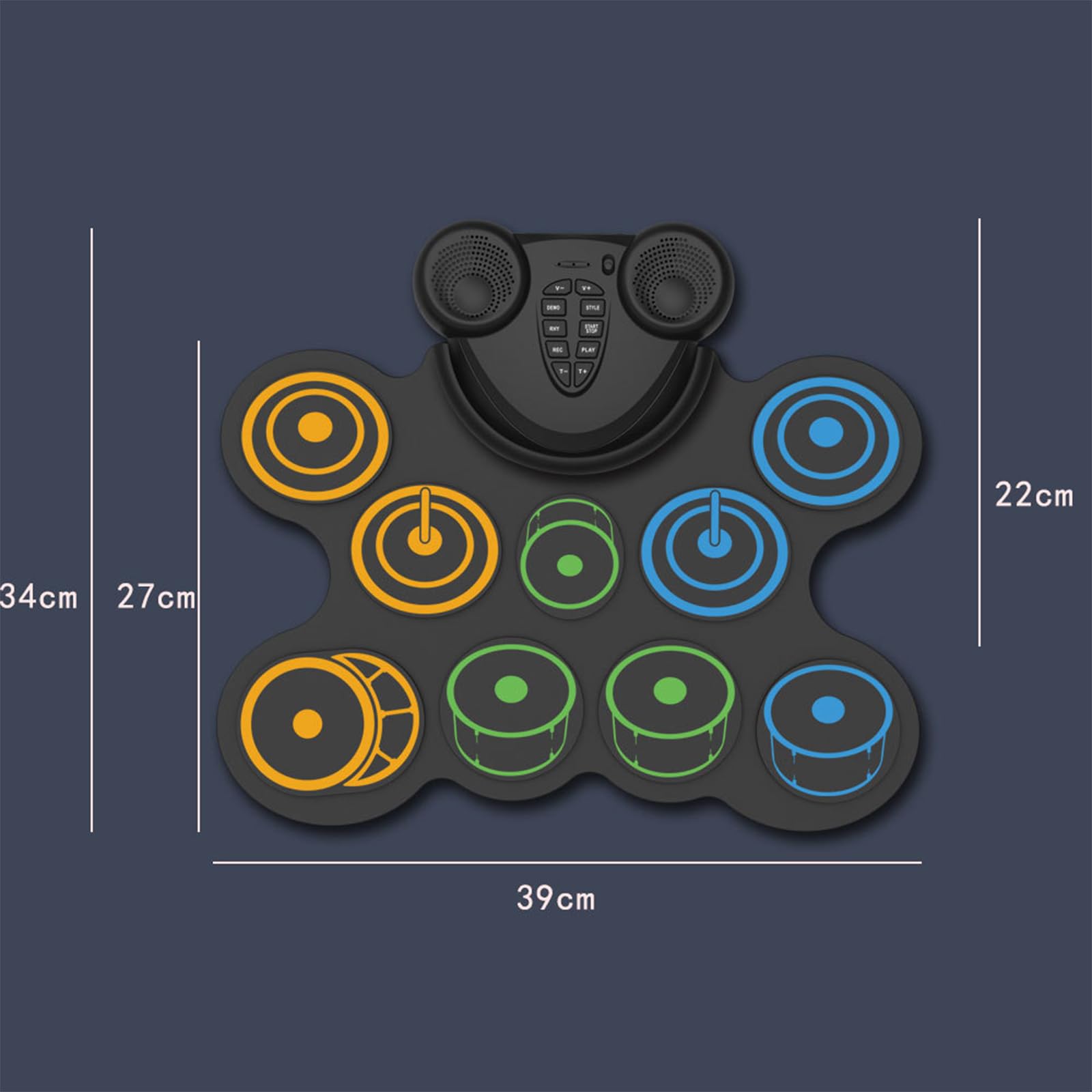 Attrezzatura elettronica per batteria facile da trasportare, 39 x 34 cm, con alimentazione USB, adatta per lezioni di musica e riunioni in studio, giocattolo educativo ritmico